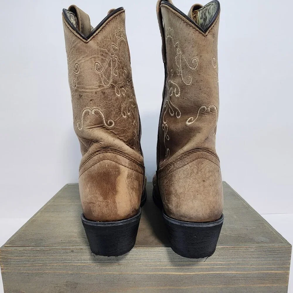 Smoky Mountain Jolene Waxed Distressed Western‎ Boots Girls Size 2R
